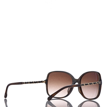Chanel Acetate Metal Lambskin Chain Square Sunglasses 5210-Q Brown 4 of 8
