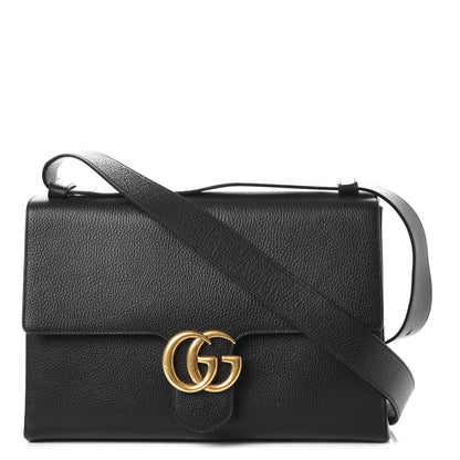 Gucci Calfskin GG Marmont Messenger Bag Black 1 of 9