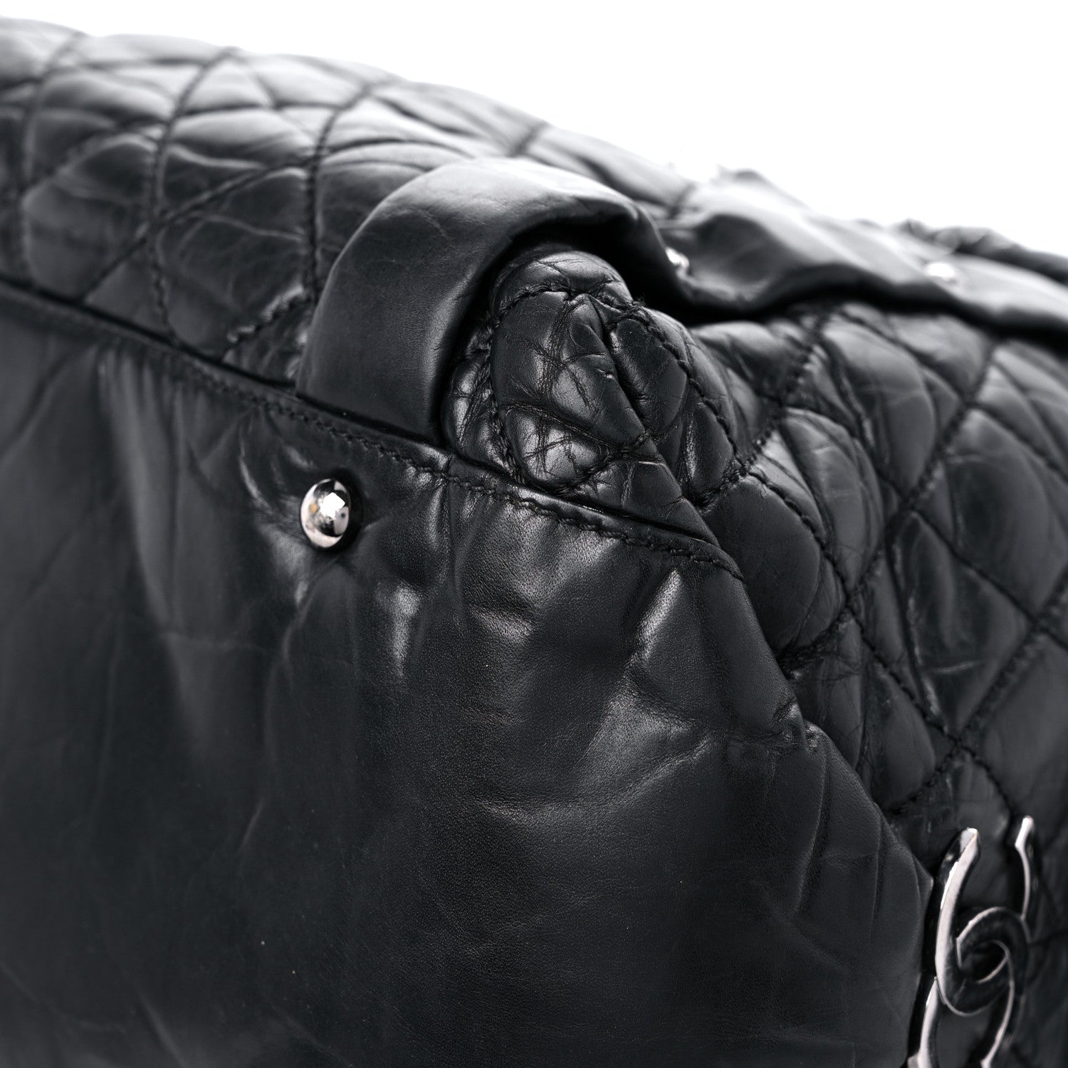 Chanel Distressed Lambskin Vintage Ligne Lady Braid Tote Black 11 of 16
