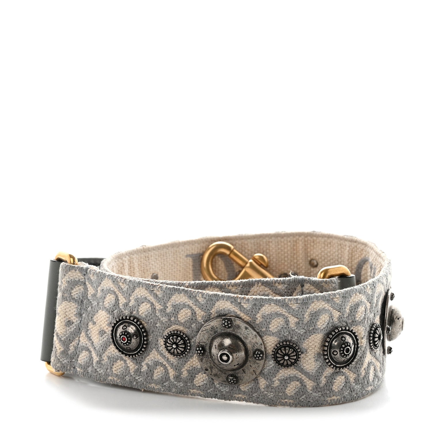 Christian Dior Oblique Studded Shoulder Strap Gris Multicolor 2 of 6