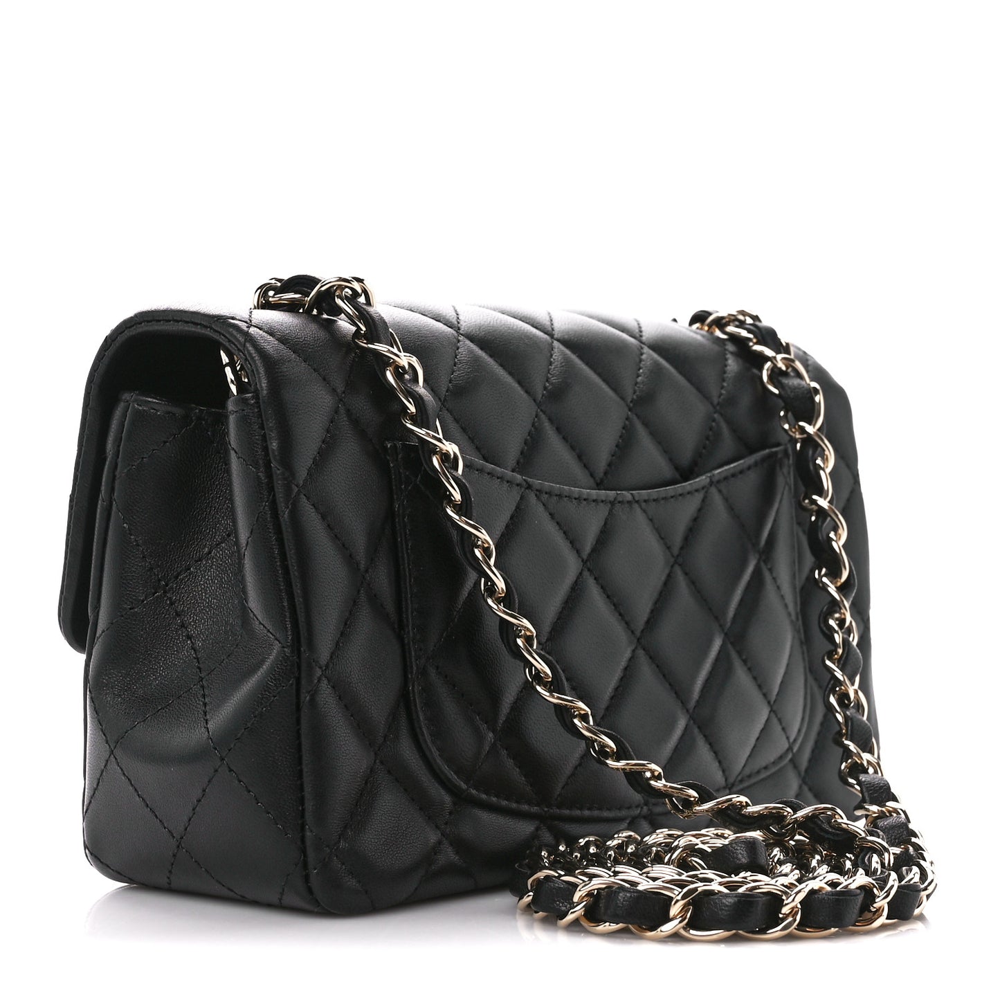 Lambskin Quilted Mini Rectangular Flap Black