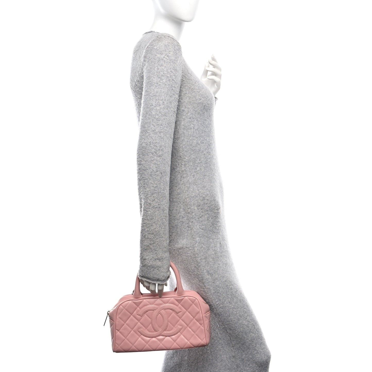 Caviar Quilted Small Bowler Pink