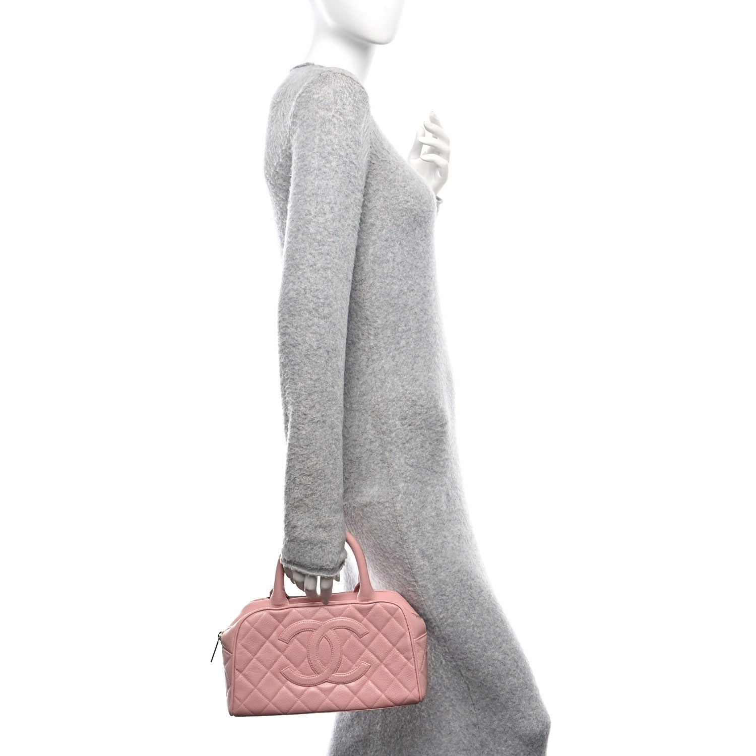 Chanel Caviar Quilted Small Bowler Pink 2 of 10