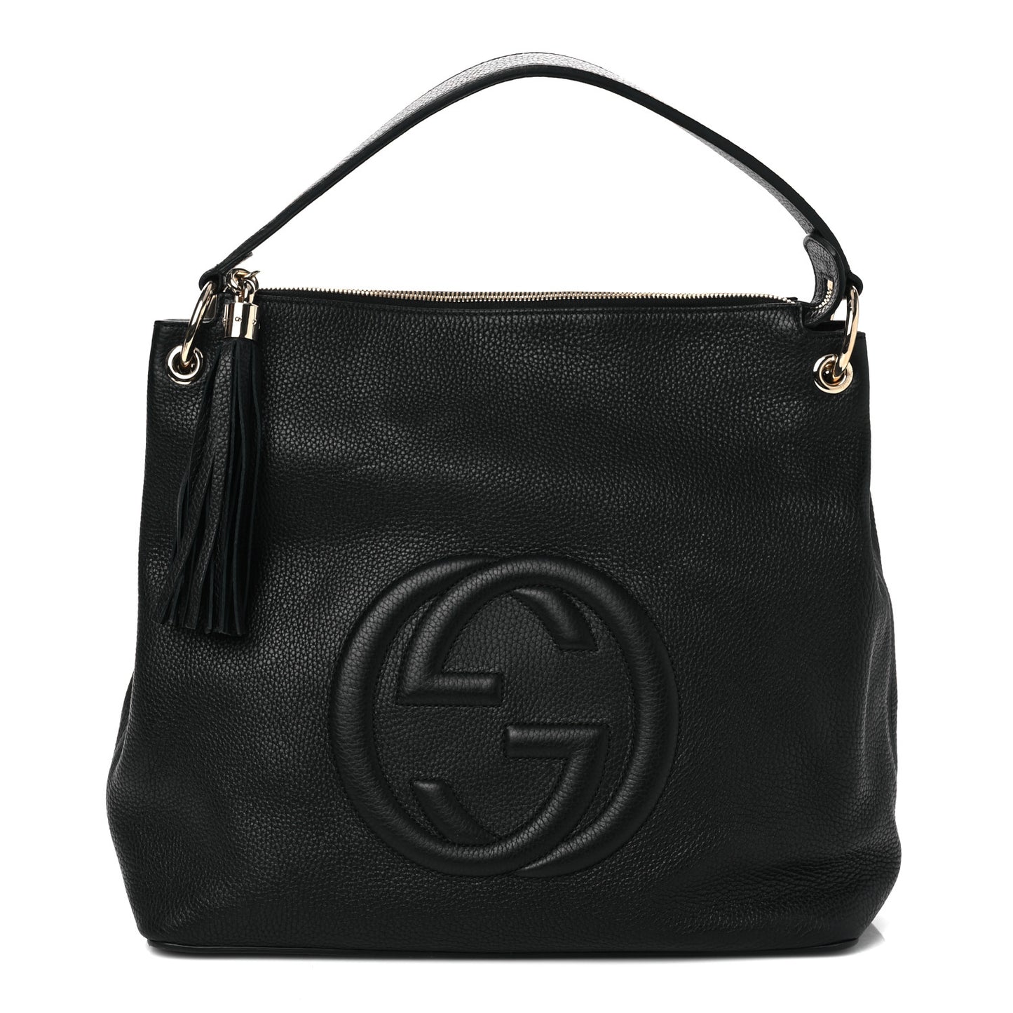 Pebbled Calfskin Large Soho Hobo Black