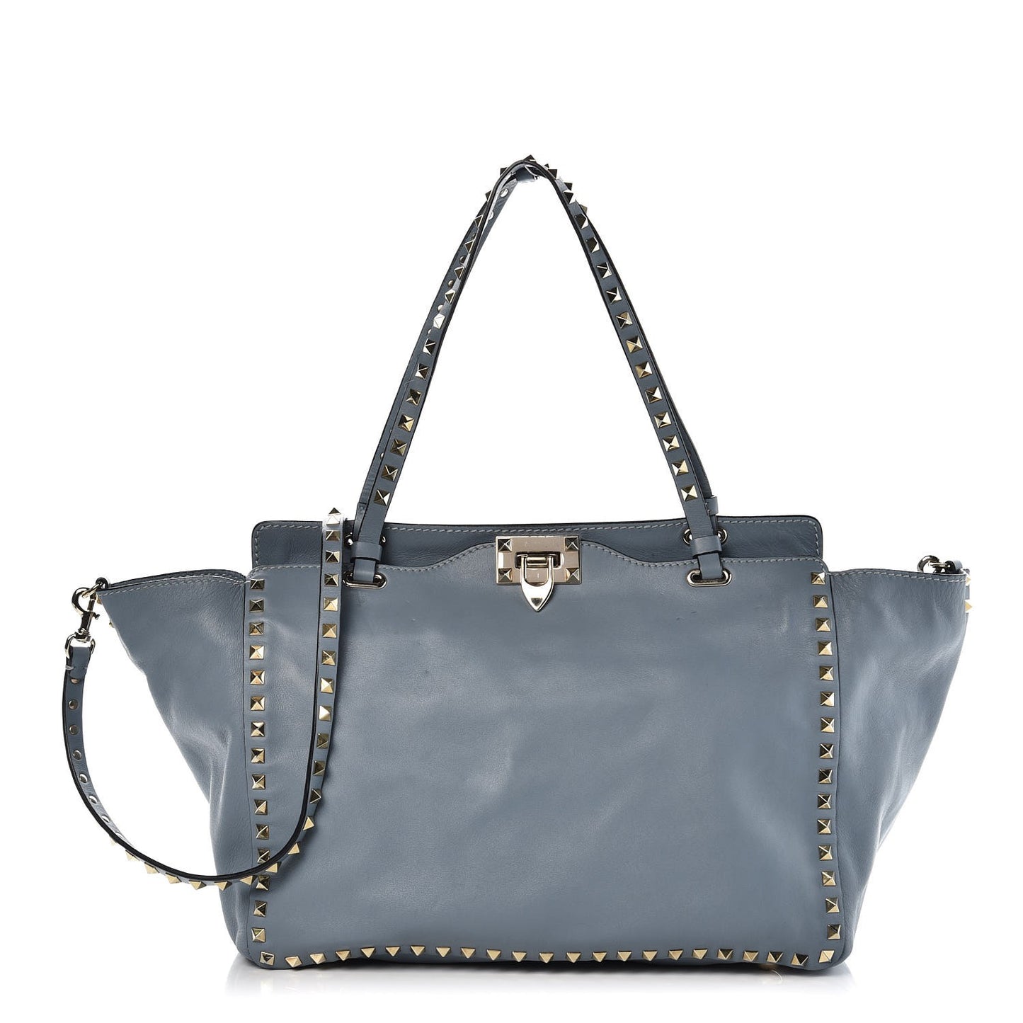 Vitello Medium Rockstud Tote Bright Blue