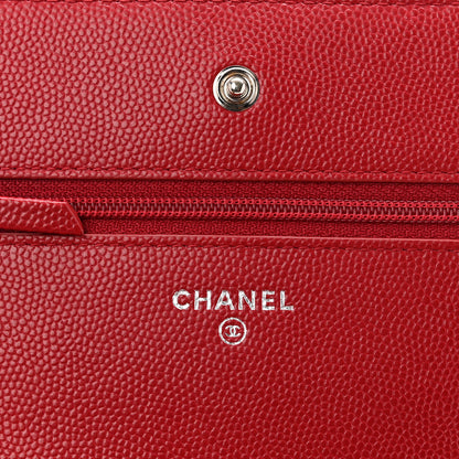 Chanel Caviar Quilted Wallet on Chain WOC Red 6 of 12