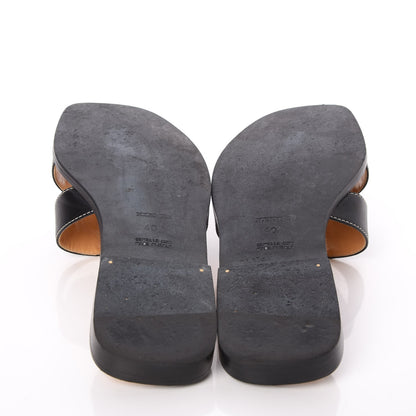 Hermes Box Calfskin Oran Sandals 40 Black 7 of 10