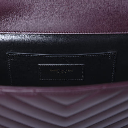 Saint Laurent Lambskin Matelasse Chevron Medium Monogram Satchel Amaranto 8 of 15