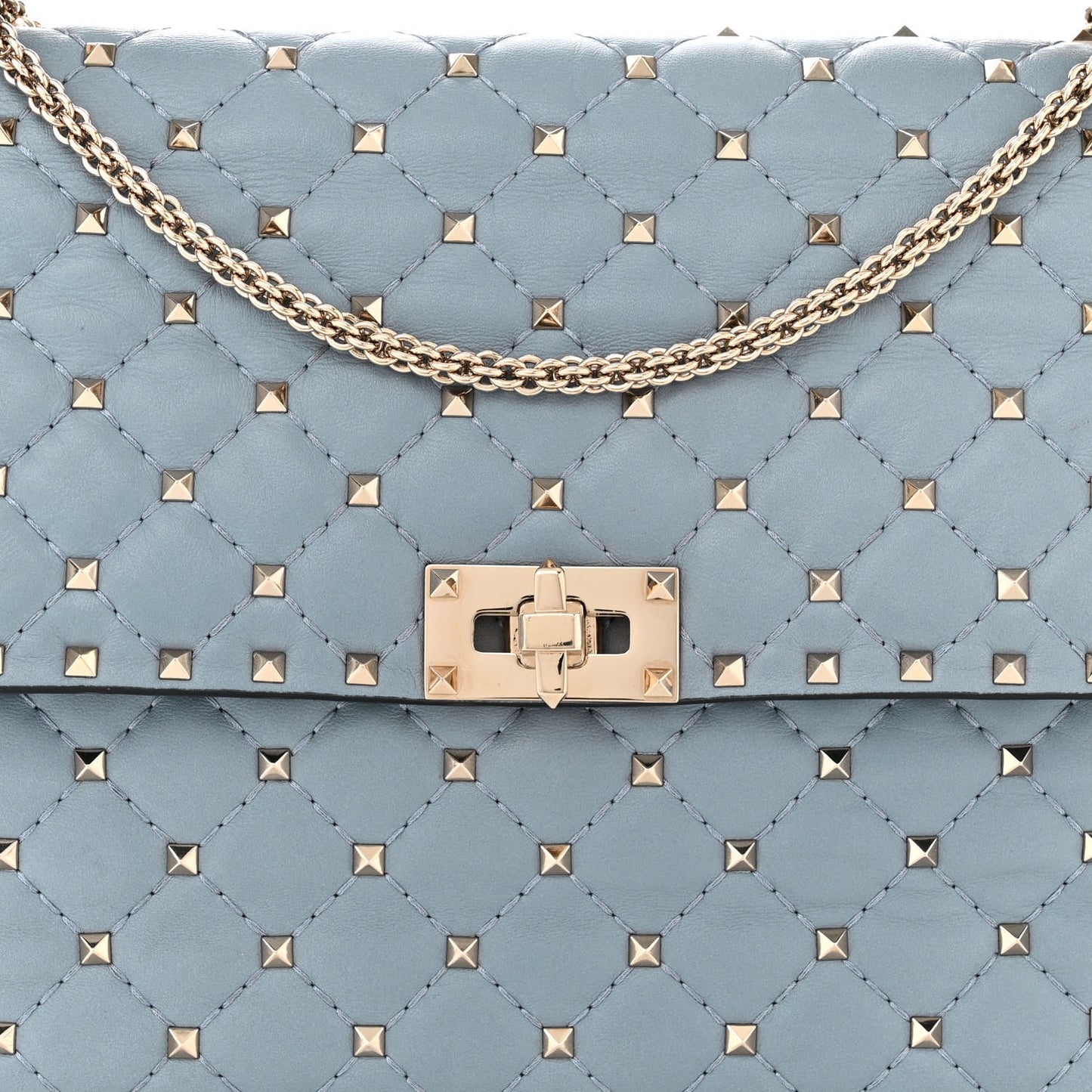 Lambskin Large Rockstud Spike Shoulder Bag London Stone