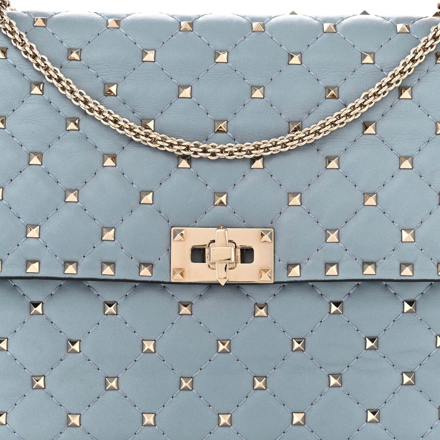 Valentino Garavani Lambskin Large Rockstud Spike Shoulder Bag London Stone 7 of 10