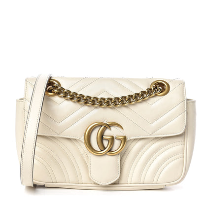 Gucci Calfskin Matelasse Mini GG Marmont Shoulder Bag White 1 of 13