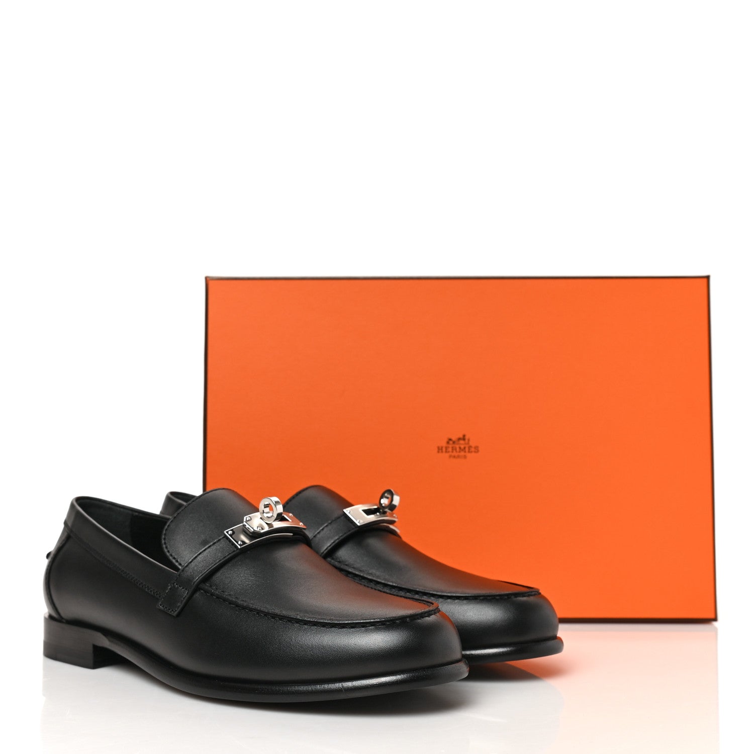 Hermes Calfskin Womens Destin Loafer 37.5 Black 8 of 8