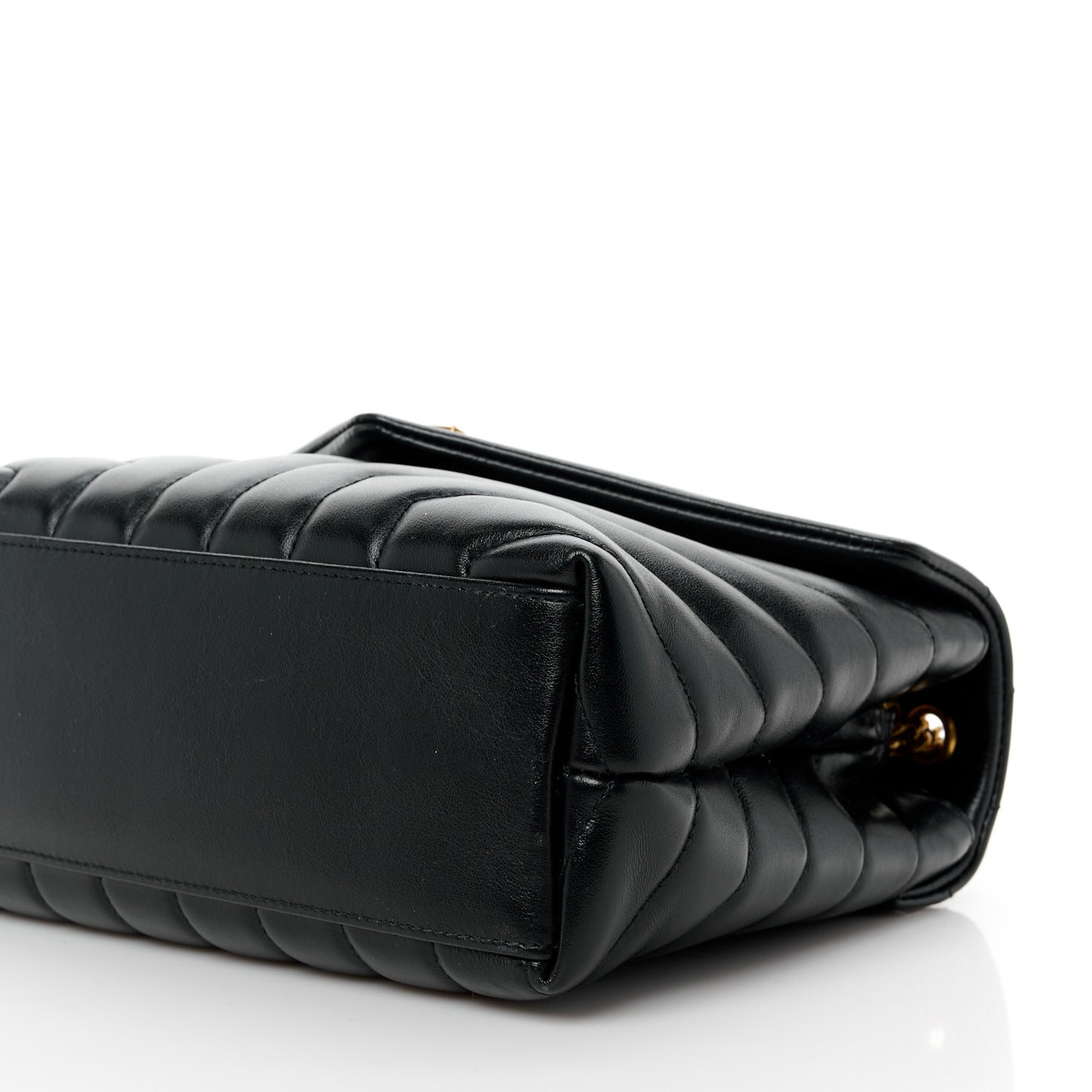 Calfskin Y Quilted Monogram Small Loulou Chain Satchel Black