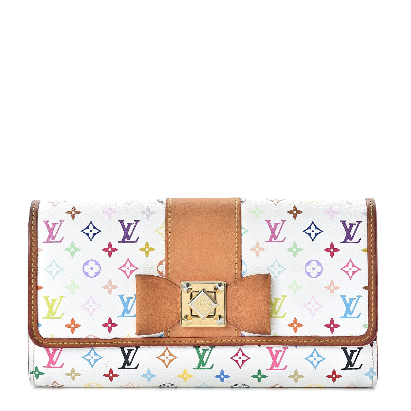 Monogram Multicolor Sarah Noeud Wallet White Litchi