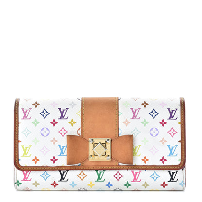 Louis Vuitton Monogram Multicolor Sarah Noeud Wallet White Litchi 1 of 11