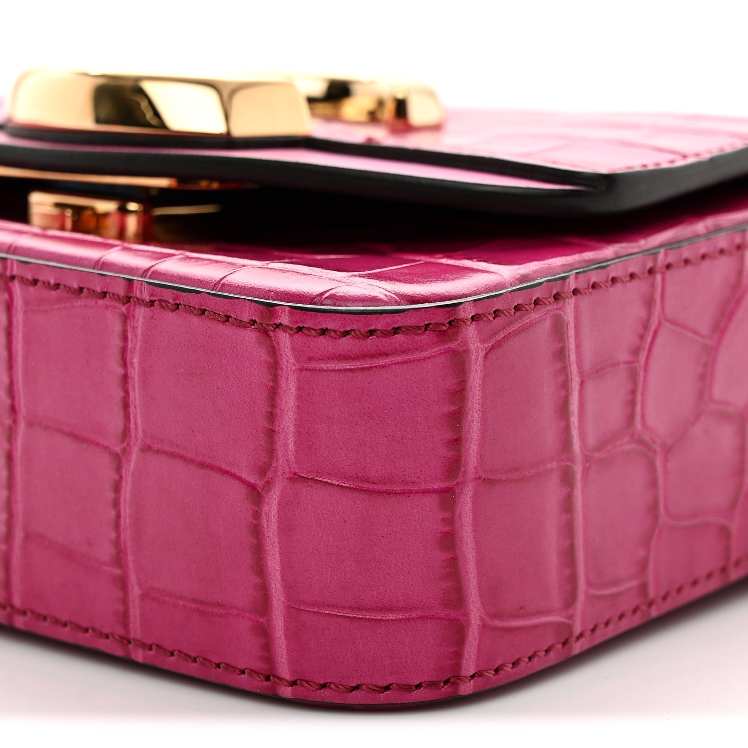 Chloe Calfskin Crocodile Embossed Mini C Bag Pink 10 of 10