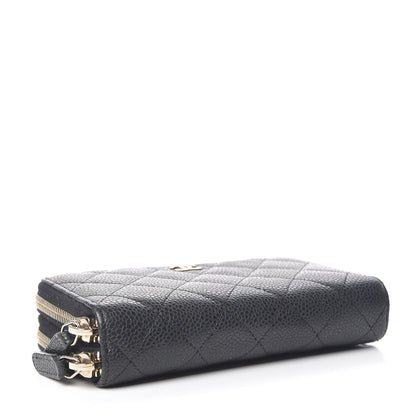 Chanel Caviar Quilted Large Gusset Double Zip Around Wallet Black 4 of 18