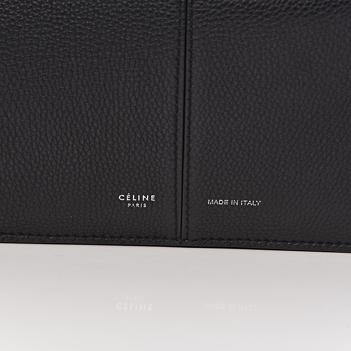 Baby Grained Calfskin Medium Tri-Fold Bag Black