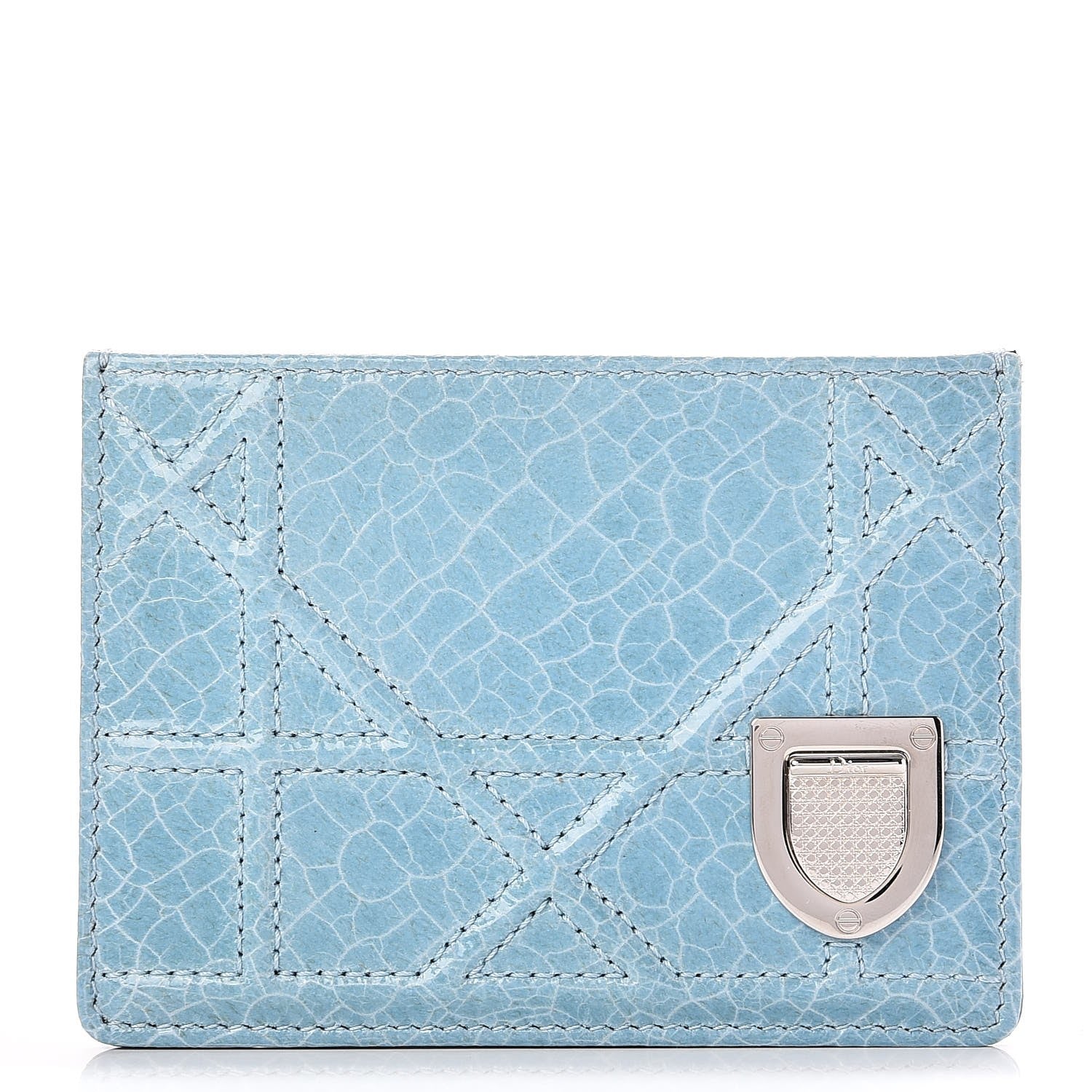 Christian Dior Ceramic Effect Cannage Diorama Card Holder Light Blue 1 of 8