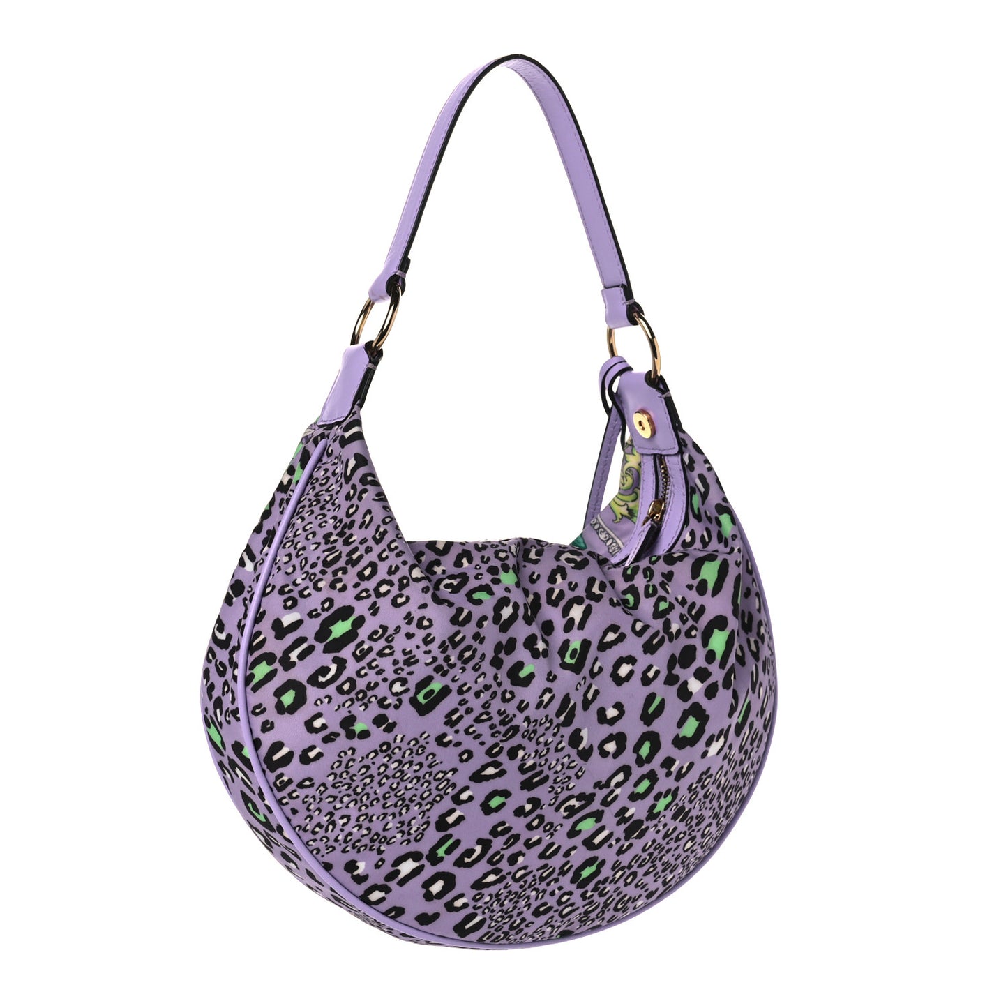 Nylon Calfskin Barocco Mosaic Print Hobo Bag Jacaranda Multicolor