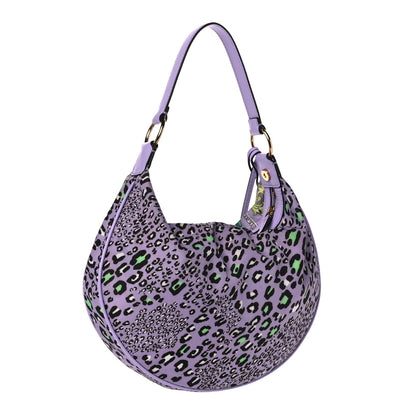 Versace Nylon Calfskin Barocco Mosaic Print Hobo Bag Jacaranda Multicolor 4 of 14