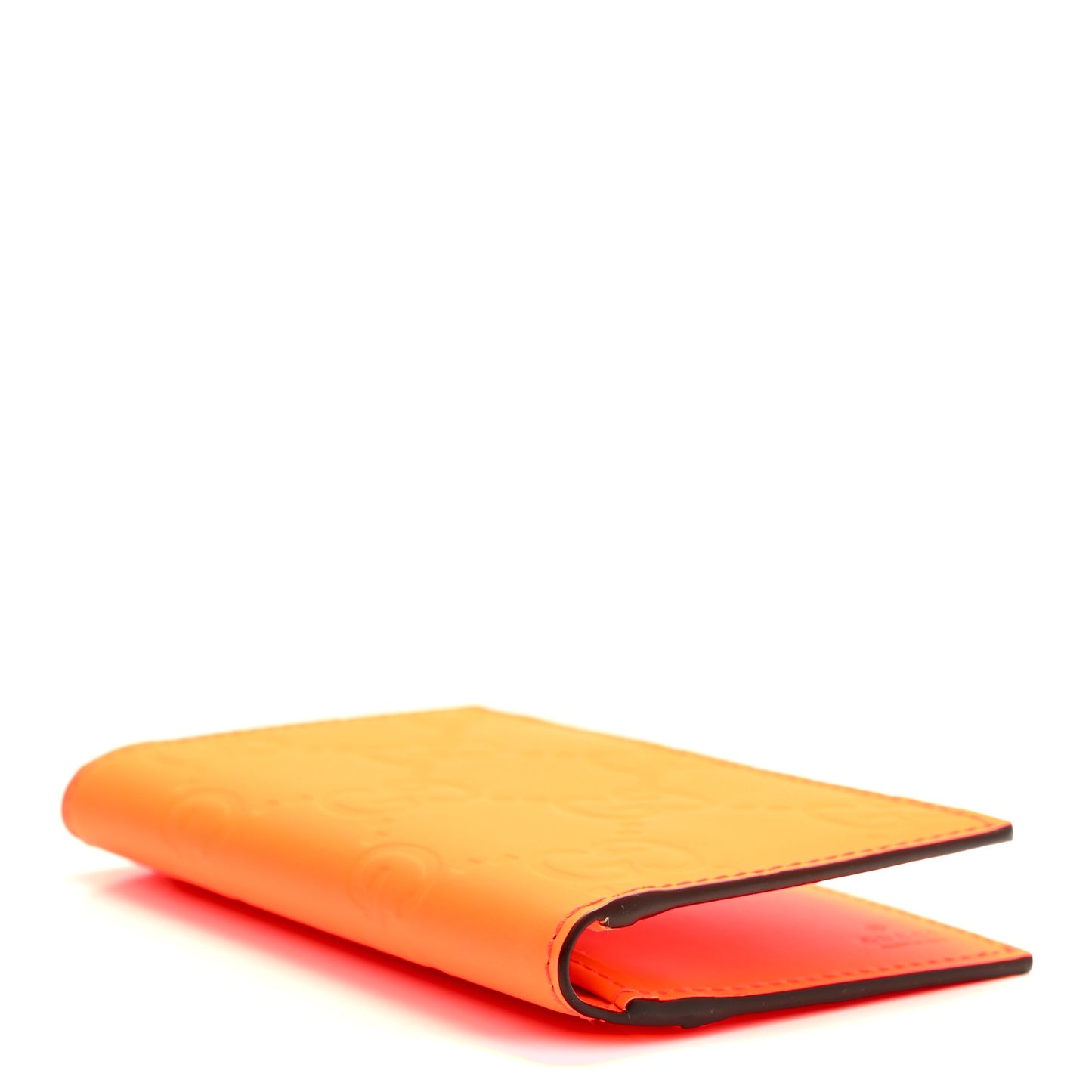 Rubber Effect GG Embossed Long Card Case New Orange Fluo