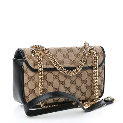 Gucci Monogram Matelasse Diagonal Mini GG Marmont Shoulder Bag Beige Black 3 of 10