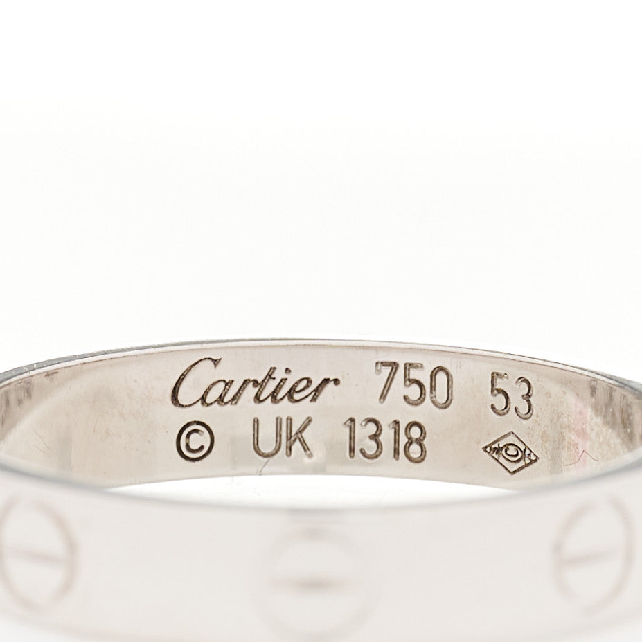 18K White Gold 3.5mm LOVE Wedding Band Ring 53 6.25