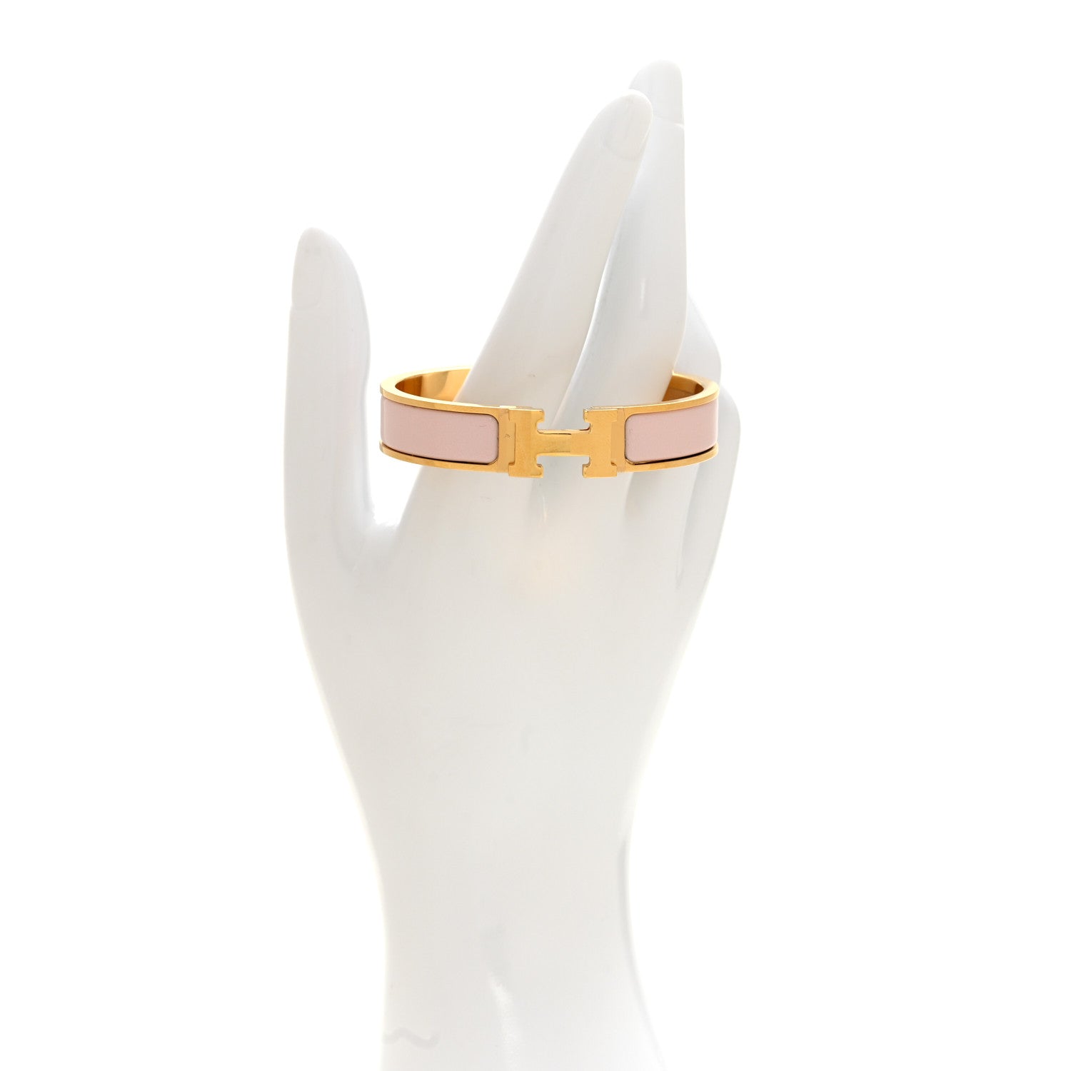 Hermes Enamel Narrow Clic Clac H Bracelet PM Rose Candeur 2 of 4
