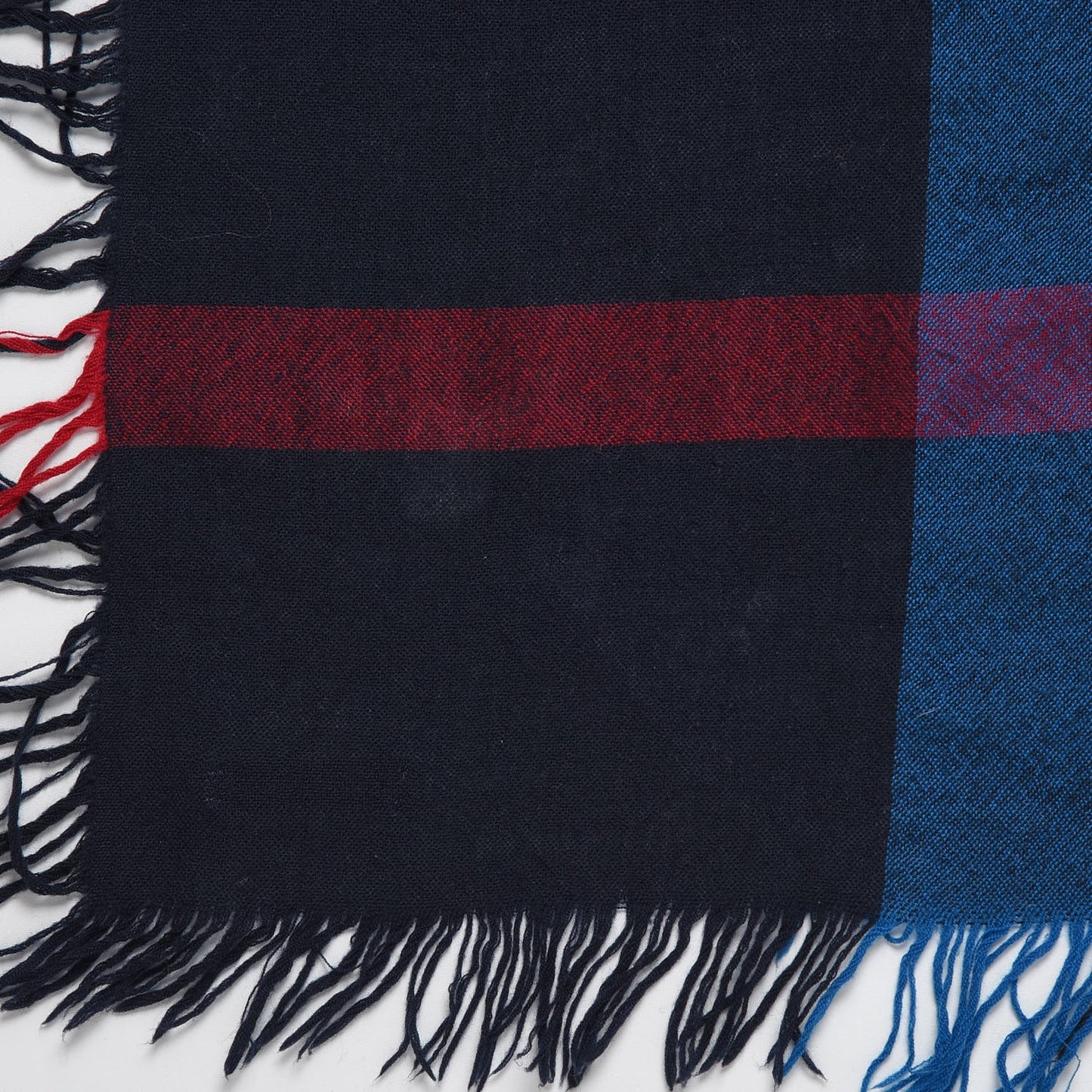Merino Wool House Check Square Scarf Blue
