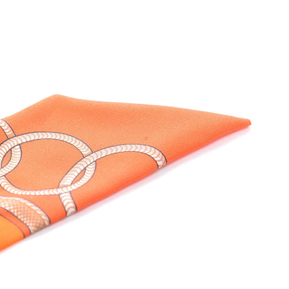 Hermes Silk Epaulettes Twilly Orange Turquoise Vert 5 of 5