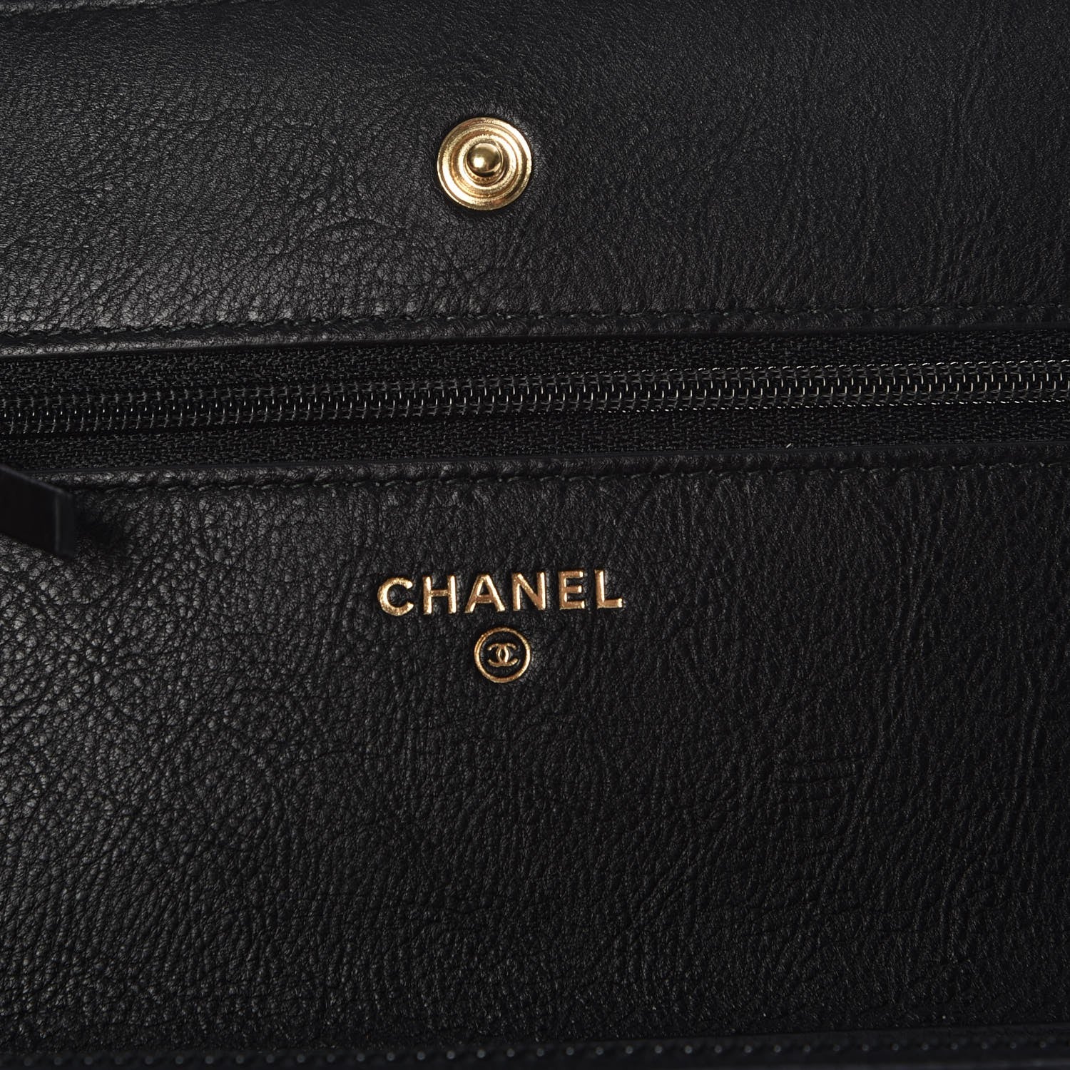 Chanel Calfskin Chevron Quilted Wallet On Chain WOC Black 6 of 9