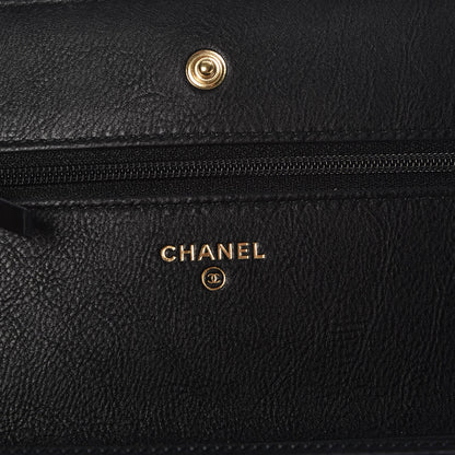 Chanel Calfskin Chevron Quilted Wallet On Chain WOC Black 6 of 9