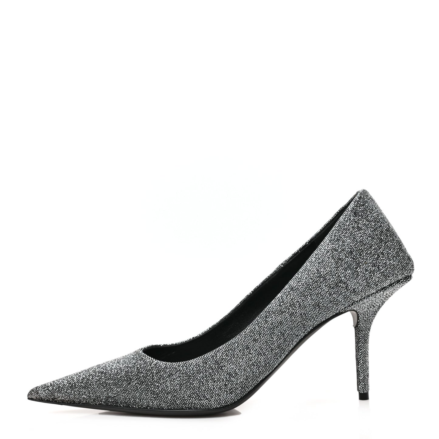 Shiny Fabric Square Knife 80mm Pumps 39 Silver