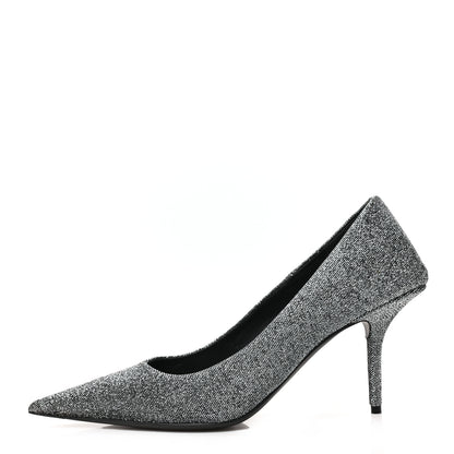 Balenciaga Shiny Fabric Square Knife 80mm Pumps 39 Silver 1 of 8