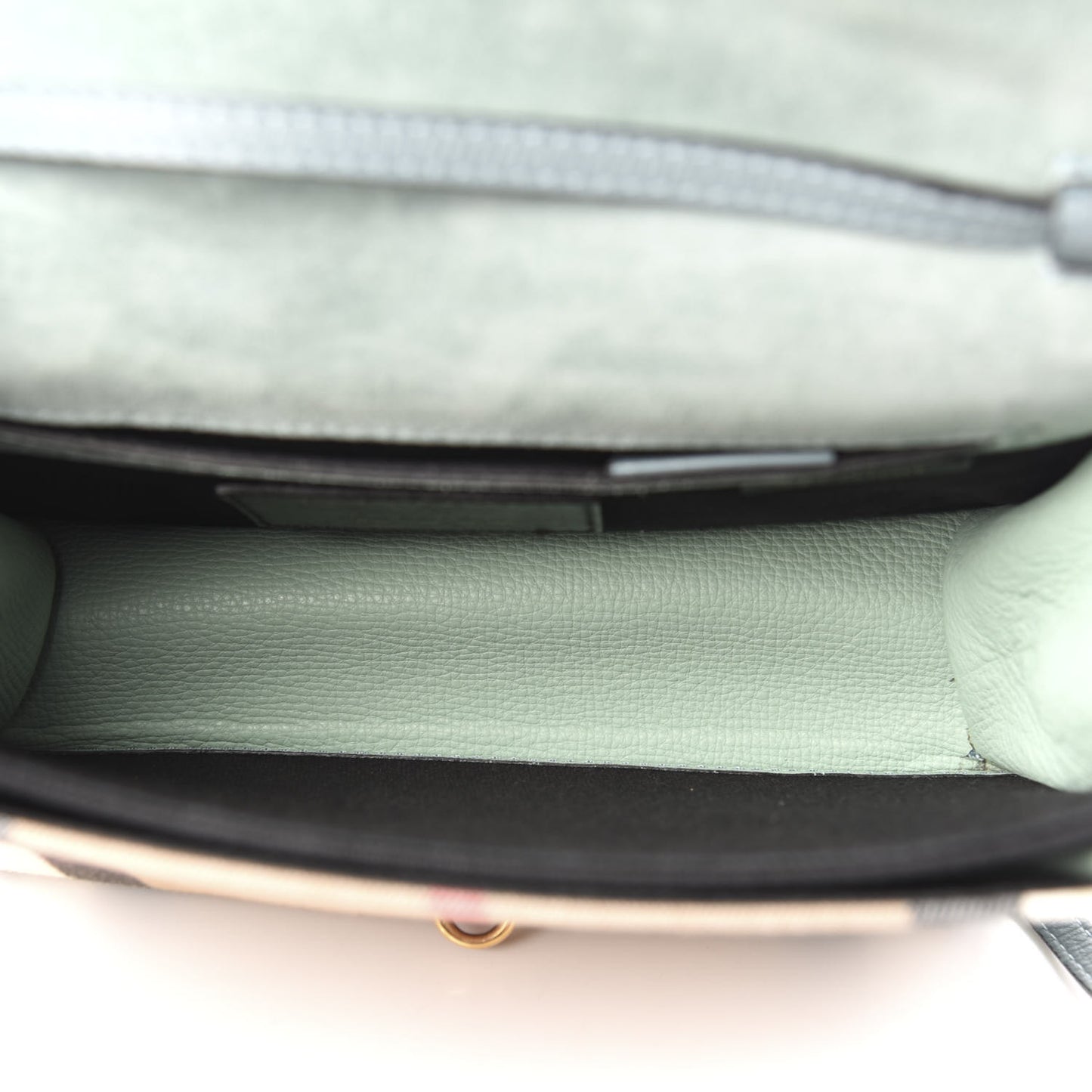 Grainy Calfskin House Check Small Macken Crossbody Bag Celadon Blue