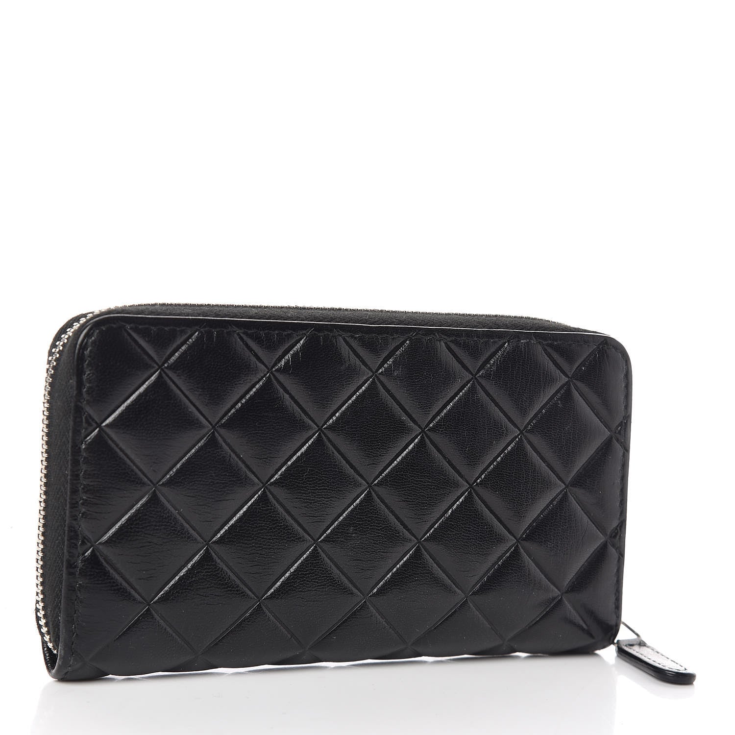 Chanel Calfskin Quilted Small Diamond CC Zip Around Wallet Black 3 of 8