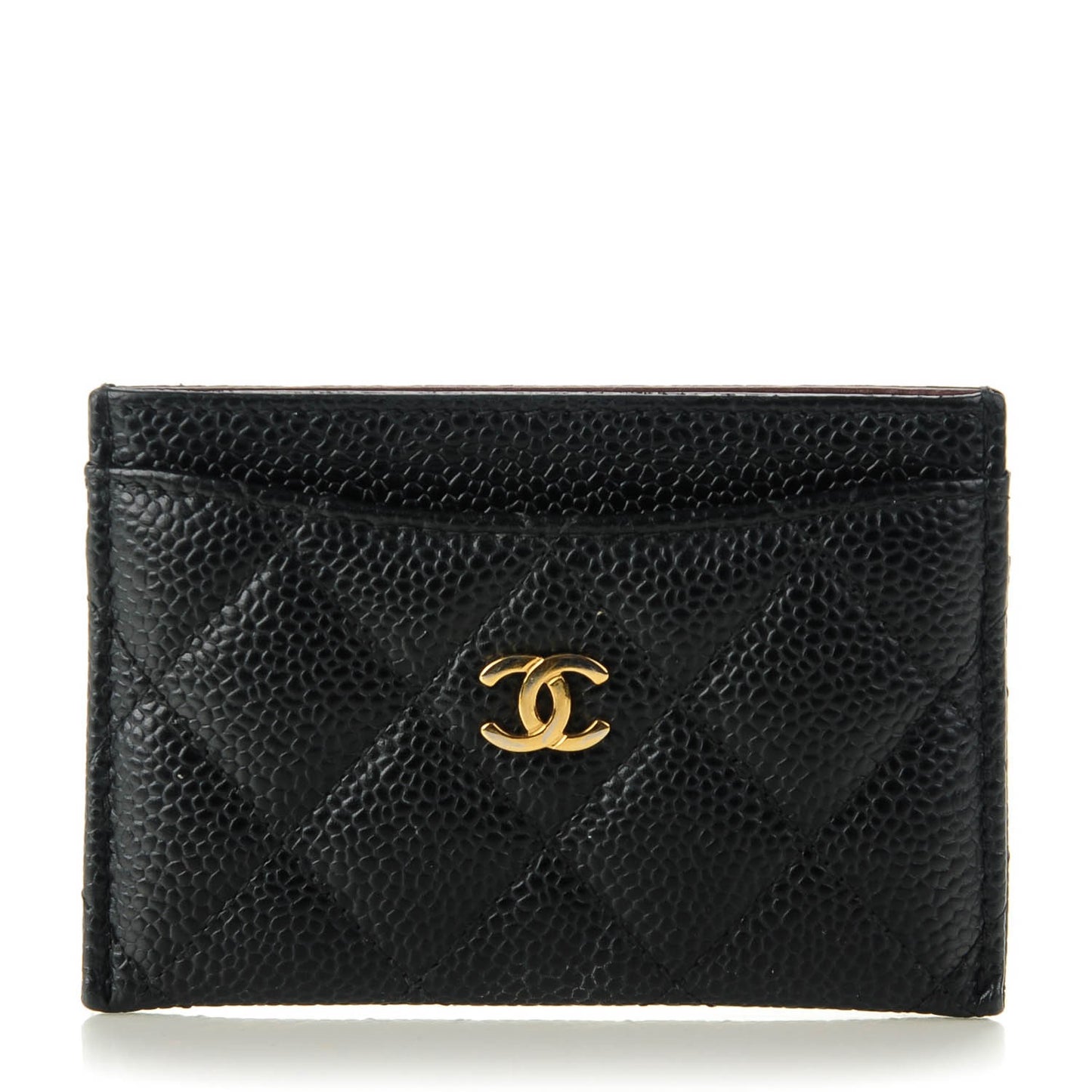 Caviar Quilted Card Holder Black