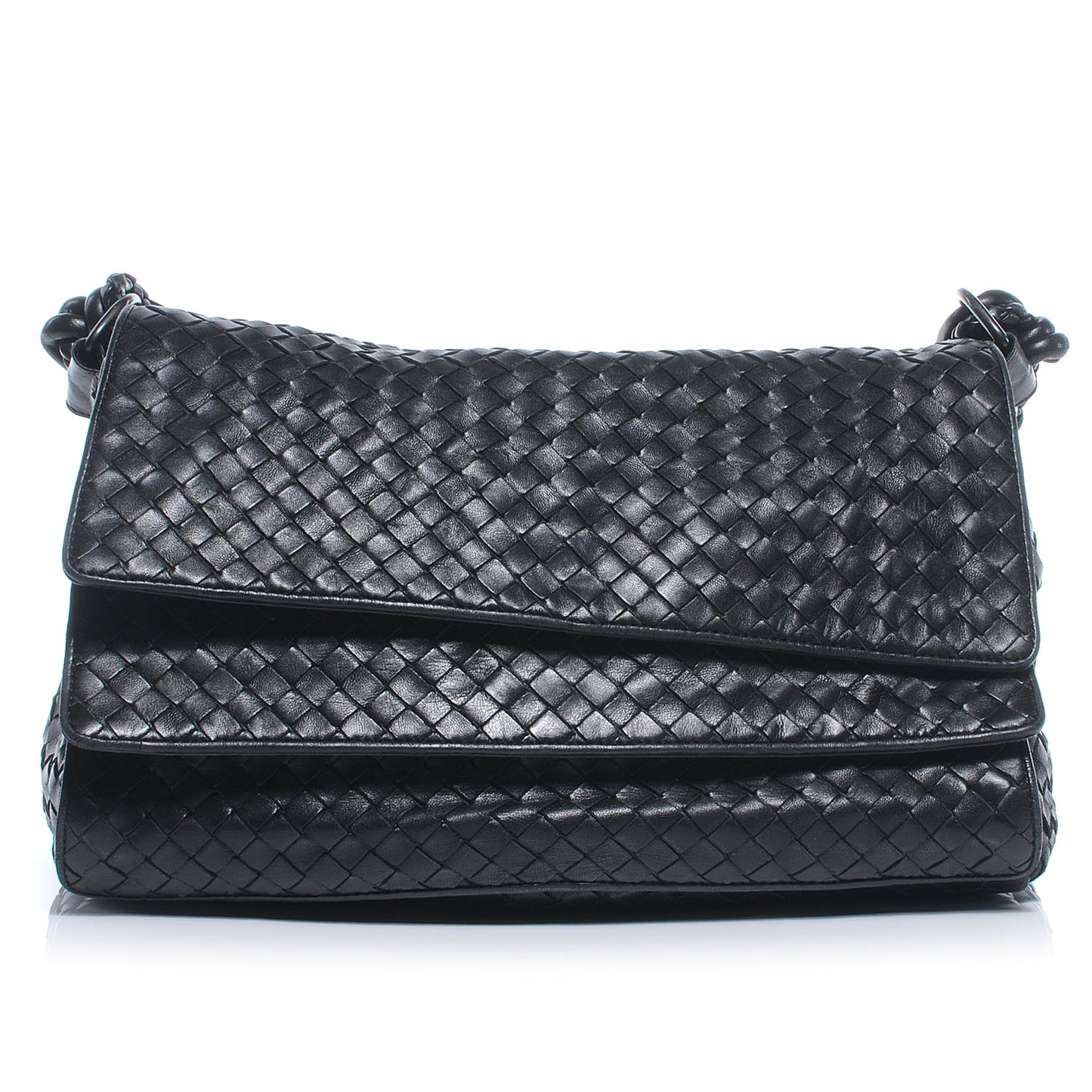 Nappa Intrecciato Flap Bag Nero
