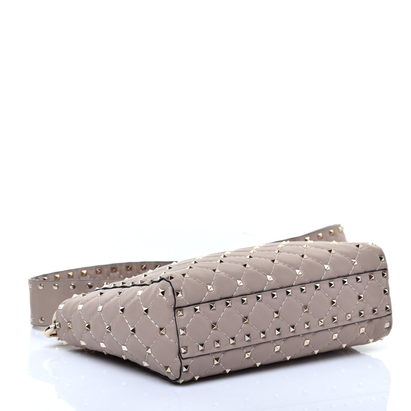 Nappa Rockstud Spike Top Handle Shoulder Bag Poudre