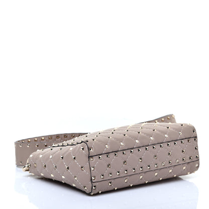 Valentino Garavani Nappa Rockstud Spike Top Handle Shoulder Bag Poudre 4 of 10