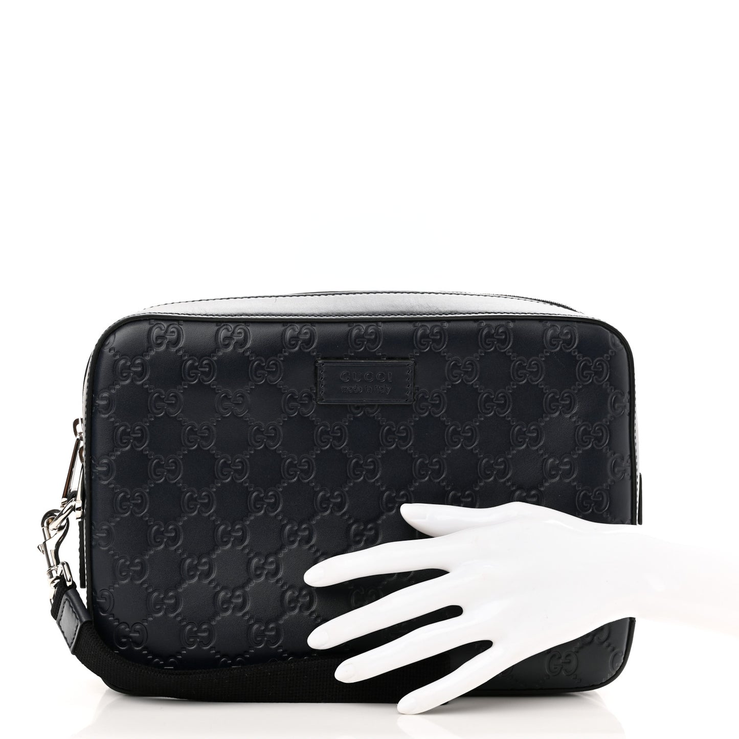 Guccissima Zip Pouch Wristlet Black