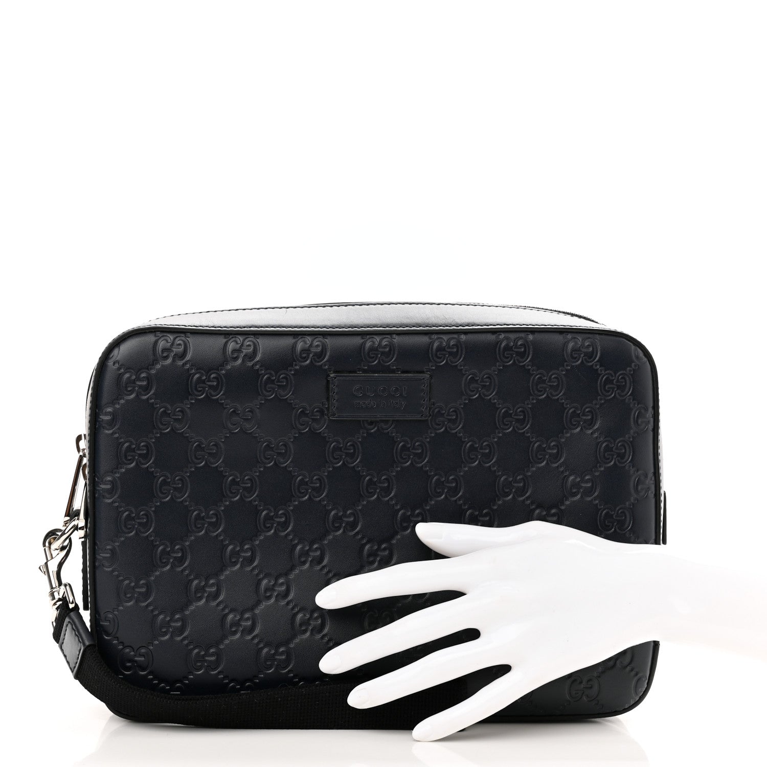Gucci Guccissima Zip Pouch Wristlet Black 2 of 9