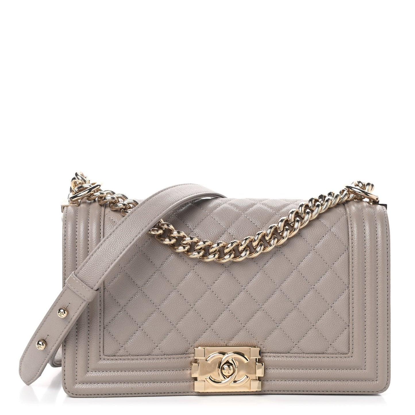 Caviar Quilted Medium Boy Flap Dark Beige