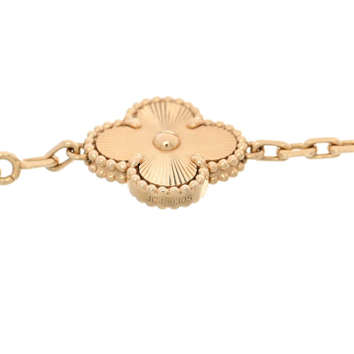 Van Cleef & Arpels 18K Yellow Gold Diamond 5 Motifs Guilloche Vintage Alhambra Bracelet 4 of 5
