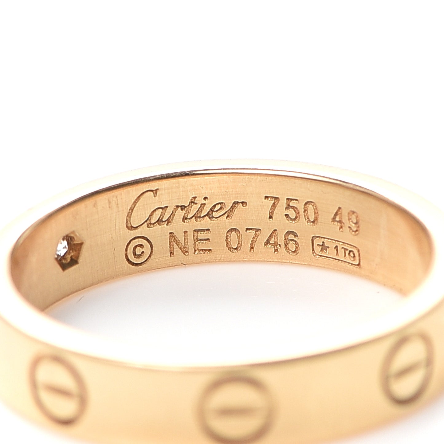 18K Yellow Gold Diamond 4mm LOVE Wedding Band Ring 49 4.75