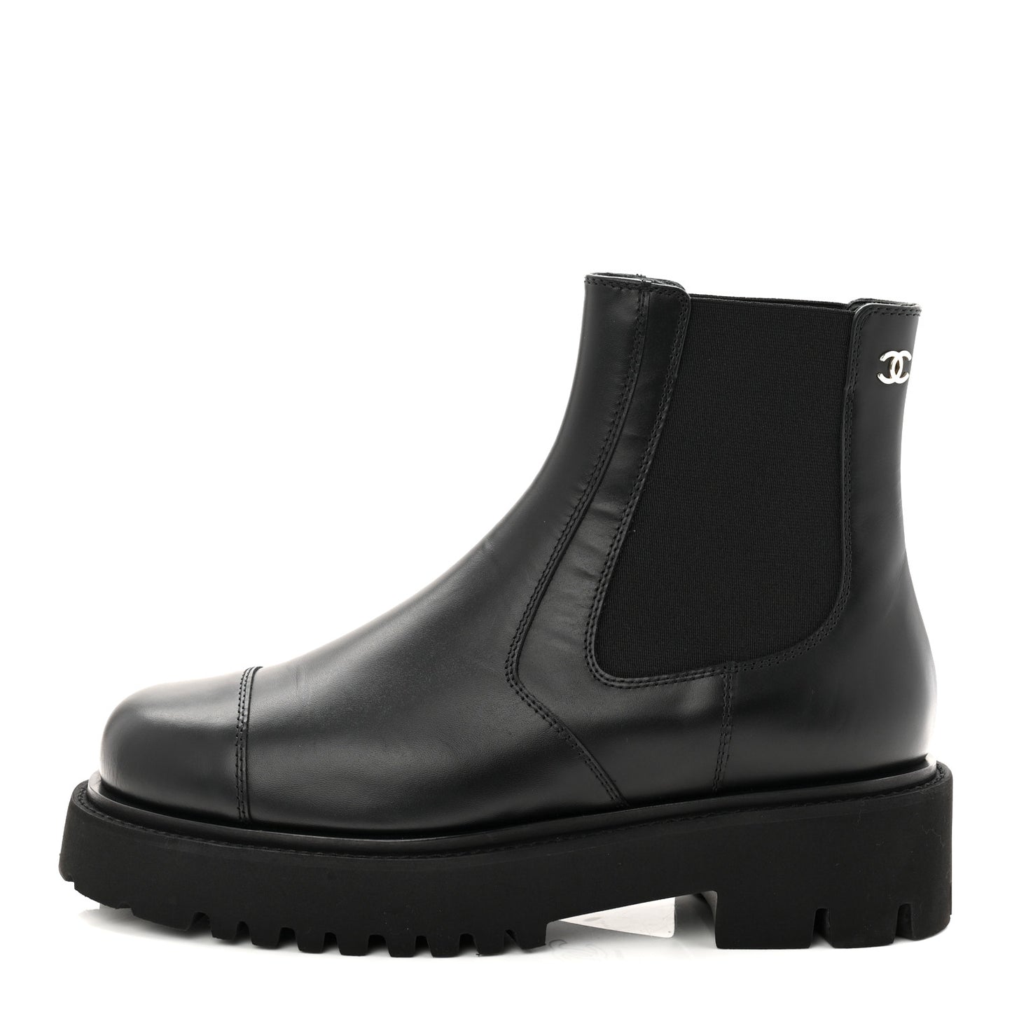 Calfskin Cap Toe CC Short Boots 39.5 Black