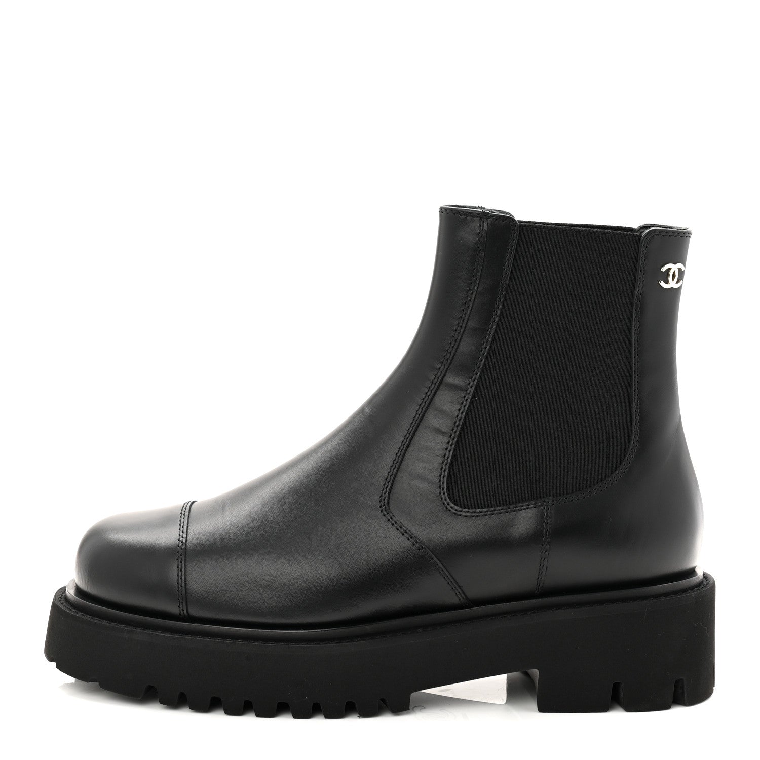 Chanel Calfskin Cap Toe CC Short Boots 39.5 Black 1 of 9