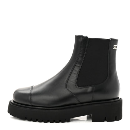 Chanel Calfskin Cap Toe CC Short Boots 39.5 Black 1 of 9