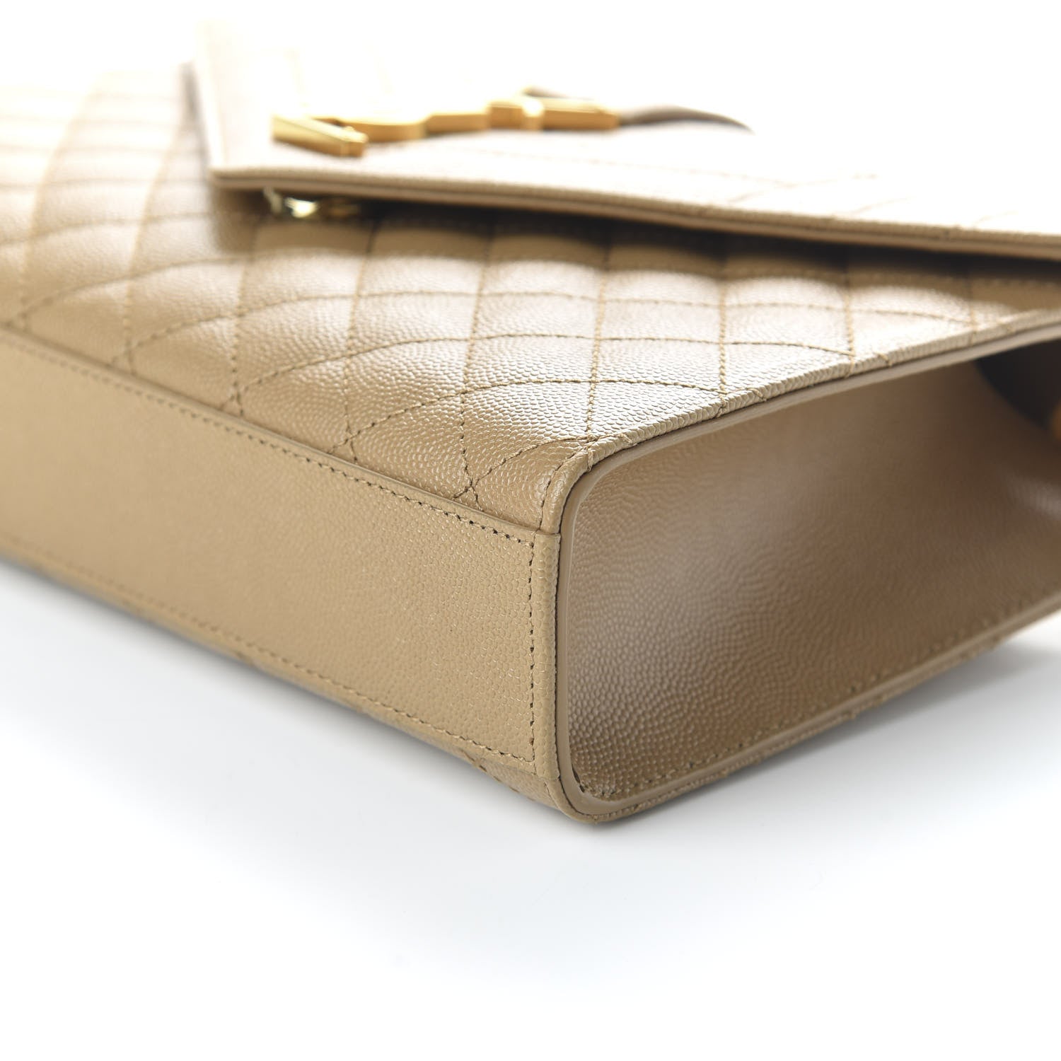 Saint Laurent Grain De Poudre Textured Mixed Matelasse Medium Triquilt Monogram Satchel Dark Latte 7 of 9